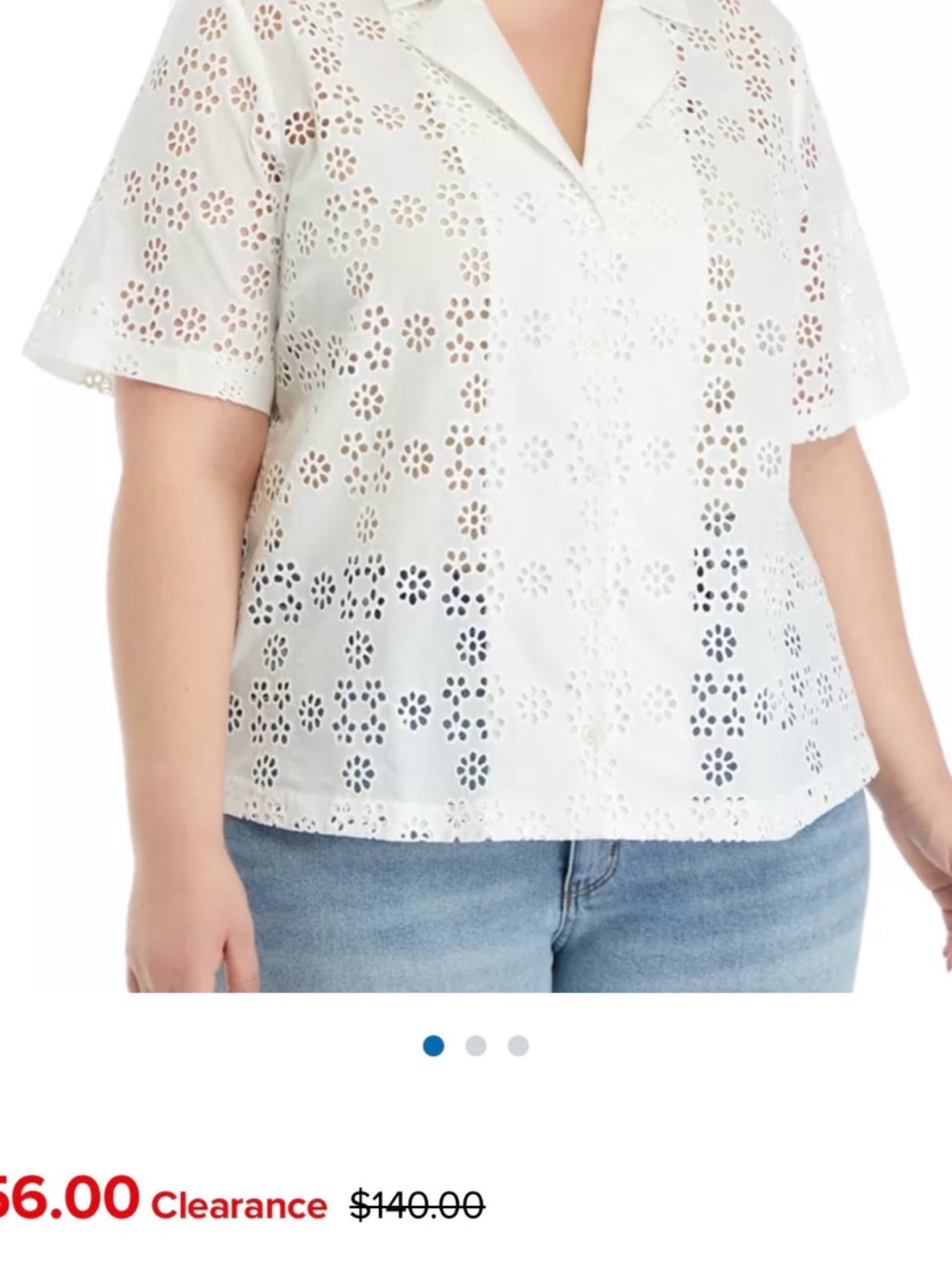 English Factory White Eyelet Short-Sleeve Button Down Shirt